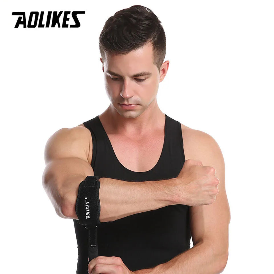 AOLIKES Adjustable Elbow Support Brace for Golfers, Tennis, and Basketball - Epicondylitis Pain Relief