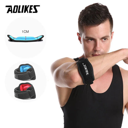 AOLIKES Adjustable Elbow Support Brace for Golfers, Tennis, and Basketball - Epicondylitis Pain Relief