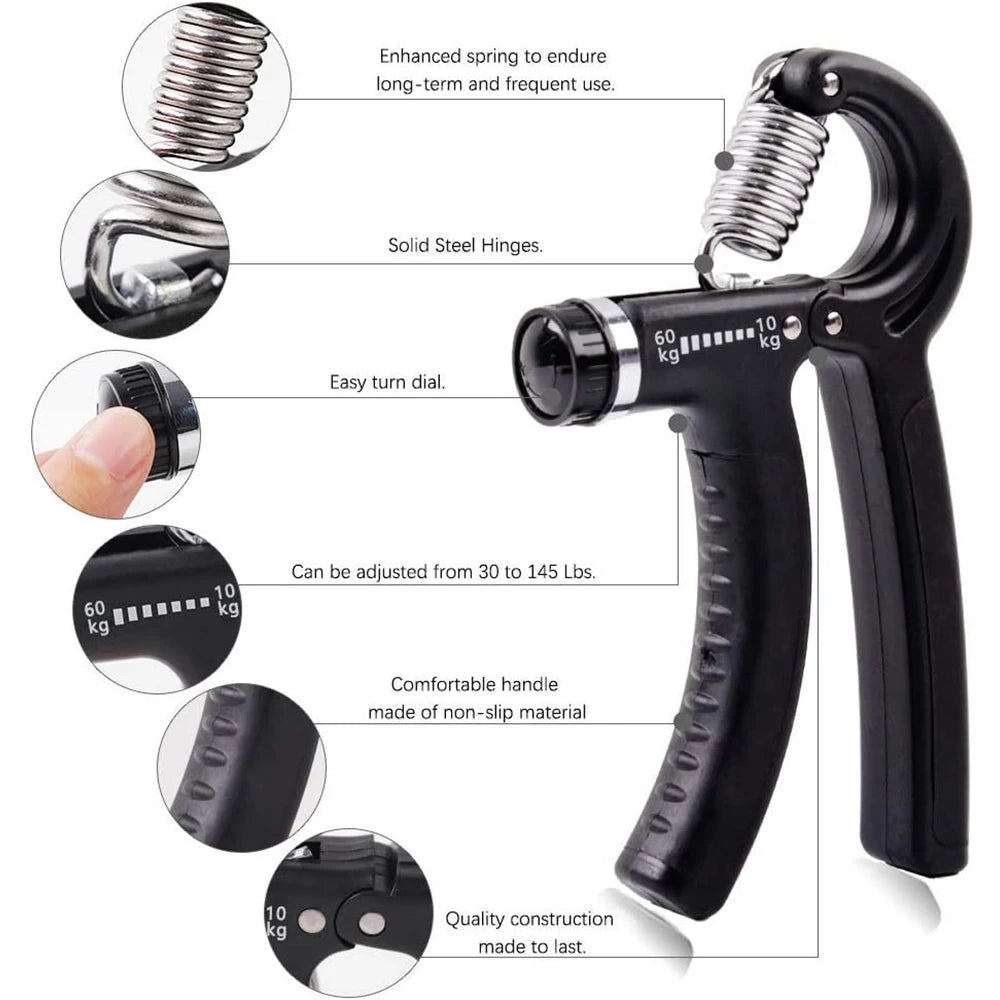 Adjustable Hand Trainer Grip Strengthener for Fitness, Gym, and Wellness - 5-60KG Forearm and Wrist Exerciser