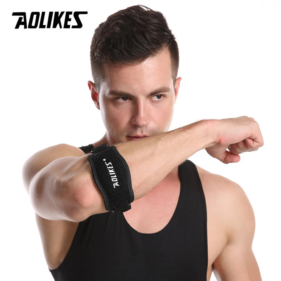 AOLIKES Adjustable Elbow Support Brace for Golfers, Tennis, and Basketball - Epicondylitis Pain Relief