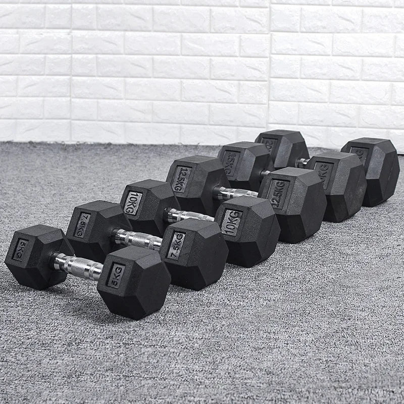 Hexagonal Fixed Dumbbells - Durable Rubber Dumbbells for Men's and Women's Home Fitness Training