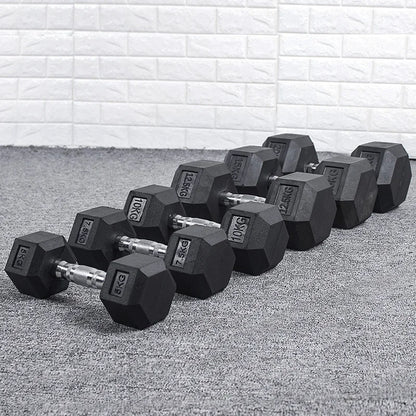 Hexagonal Fixed Dumbbells - Durable Rubber Dumbbells for Men's and Women's Home Fitness Training