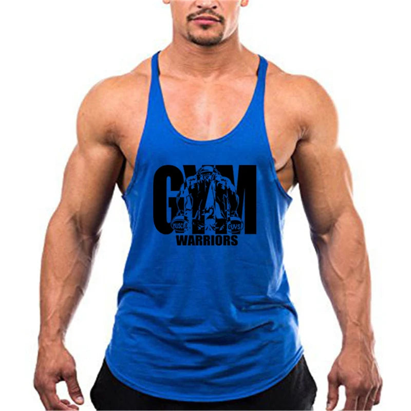 Men's Fitness Bodybuilding Tank Tops Brand Gym Sportswear Cotton Breathable Workout Muscle Vests Summer Sleeveless Y Back Shirt