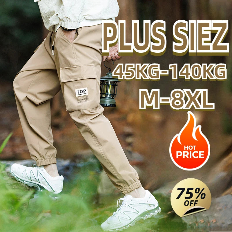 Plus Size Men's Breathable Hiking Pants - Quick Dry Fishing, Trekking, Camping Sport Trousers (7XL, 8XL)