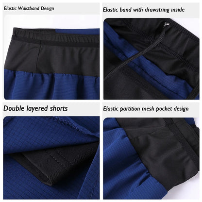 Double Layer Quick Dry Fitness Running Shorts with Zipper Pocket - Men & Women Marathon Training