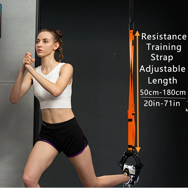 Fitness Bodyweight Resistance Training Straps, Complete Home Gym Trainer Kit with Door Anchor, Extension Straps for Full-Body Workout