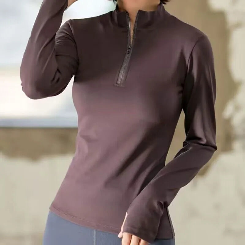 Long Sleeve Yoga Shirts for Women - Breathable Fitness Gym Top for Running & Workout