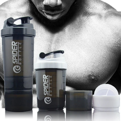 500ML 3 Layers Shaker Protein Bottle Powder Shake Cup Water Bottle Plastic Mixing Cup Body Building Exercise Bottle