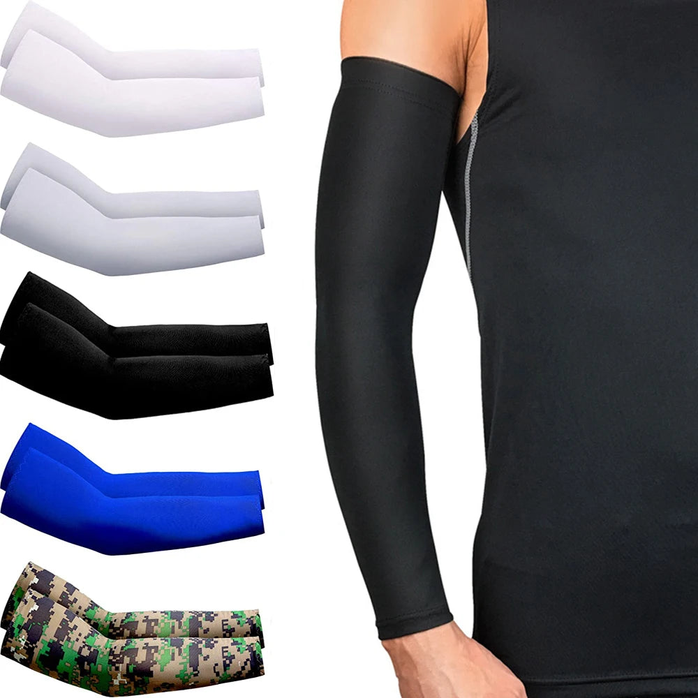 2Pcs Unisex Cooling Arm Sleeves - UV Protection for Outdoor Sports, Running, Fishing & Cycling, Ideal for Hiding Tattoos