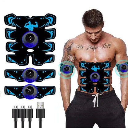 USB Rechargeable EMS Muscle Stimulator - 3 in 1 Trainer Pad for Arm & Abdominal Fitness