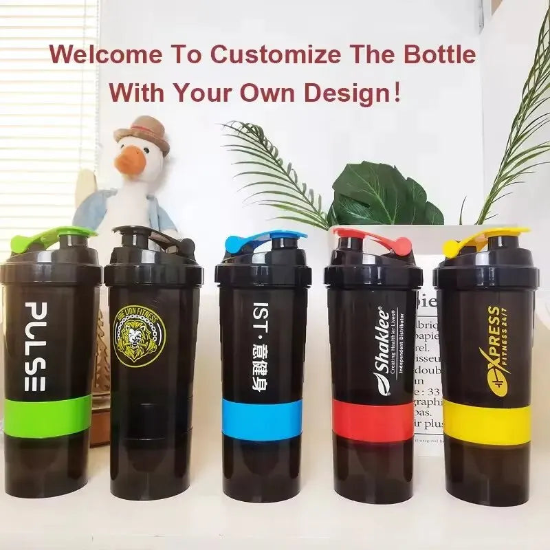 3 Layer Shake Cup - Protein Powder Stirring Fitness Bottle for Body-Building and Exercise, Large Capacity, Gift-Worthy Design