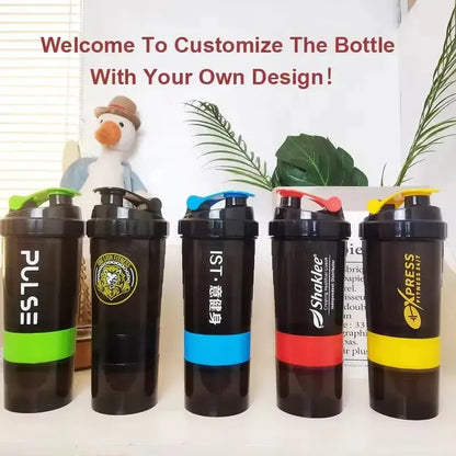 3 Layer Shake Cup - Protein Powder Stirring Fitness Bottle for Body-Building and Exercise, Large Capacity, Gift-Worthy Design