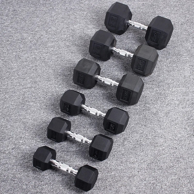 Hexagonal Fixed Dumbbells - Durable Rubber Dumbbells for Men's and Women's Home Fitness Training