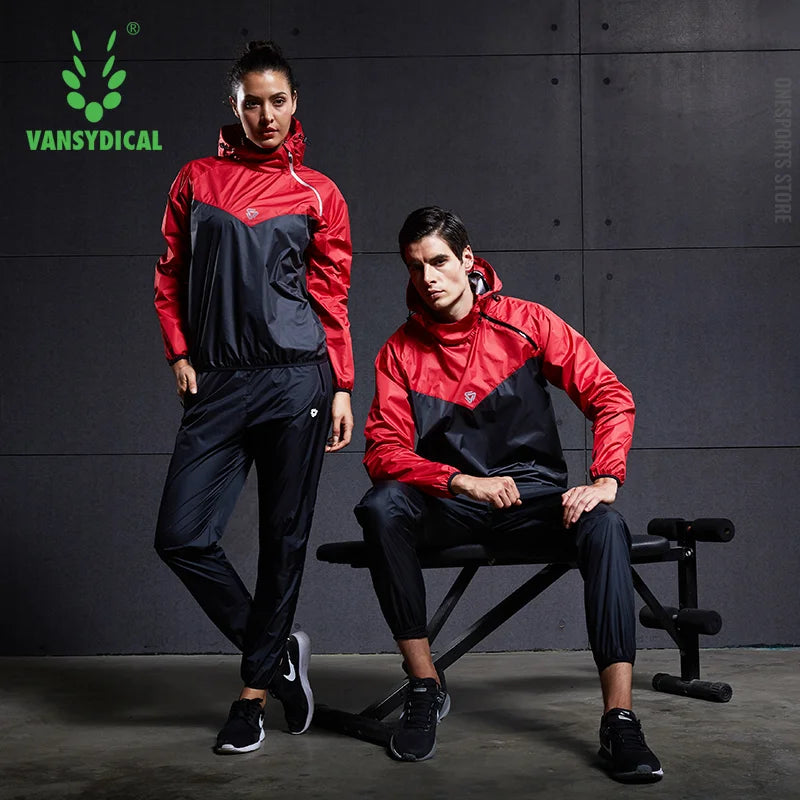 VANSYDICAL Men's Sauna Running Jacket - Waterproof Hooded Sportswear for Fitness, Weight Loss, and Sweating