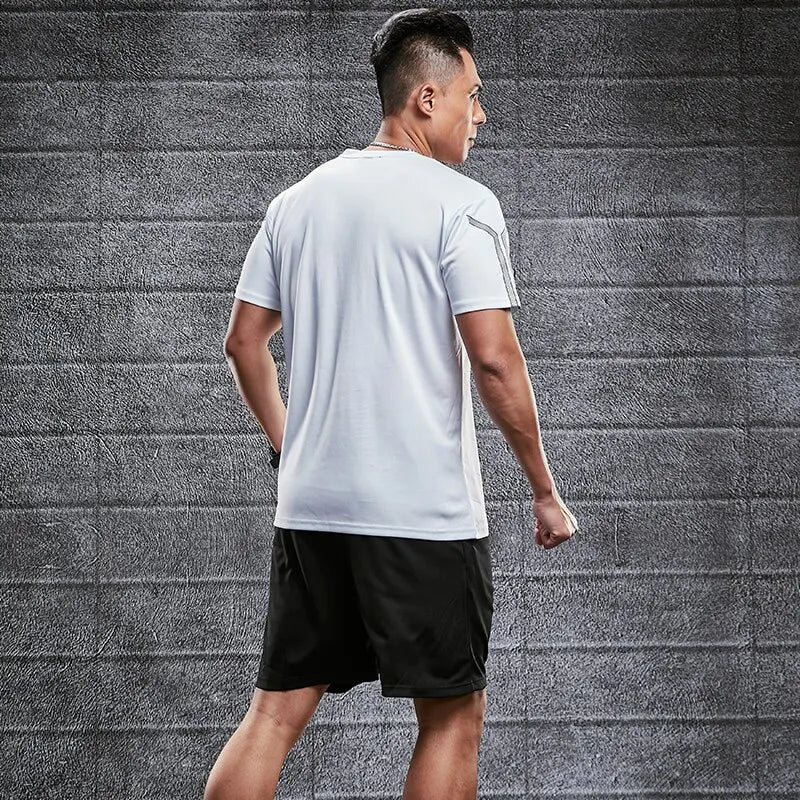 Men's Ice Silk Quick Drying Sportswear Set - Summer Fitness Clothes for Running & Basketball Training