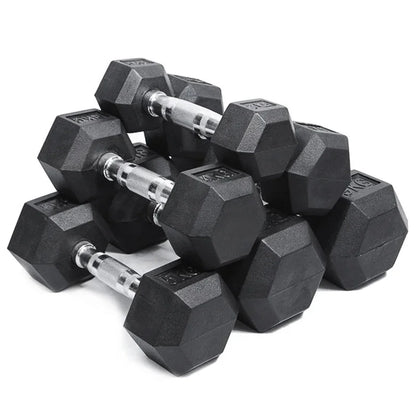 Hexagonal Fixed Dumbbells - Durable Rubber Dumbbells for Men's and Women's Home Fitness Training