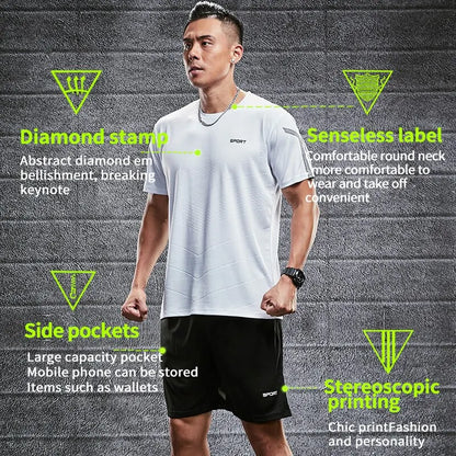 Men's Ice Silk Quick Drying Sportswear Set - Summer Fitness Clothes for Running & Basketball Training