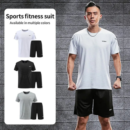 Men's Ice Silk Quick Drying Sportswear Set - Summer Fitness Clothes for Running & Basketball Training