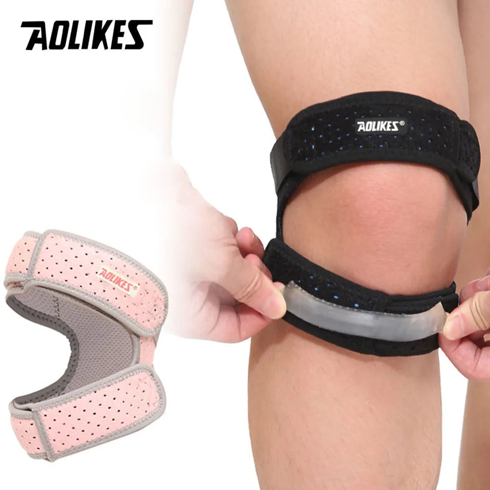 AOLIKES Adjustable Patella Knee Strap with Double Compression Pads for Running, Basketball, Football, and Cycling