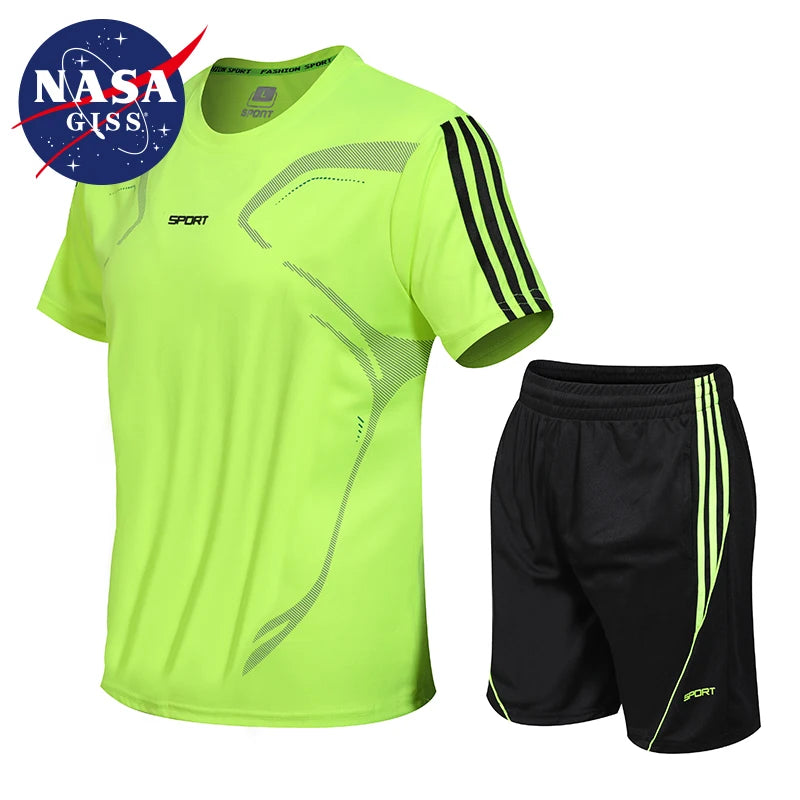 NASA GISS Men's Summer Sports Set - Quick Drying Casual Fitness T-Shirt