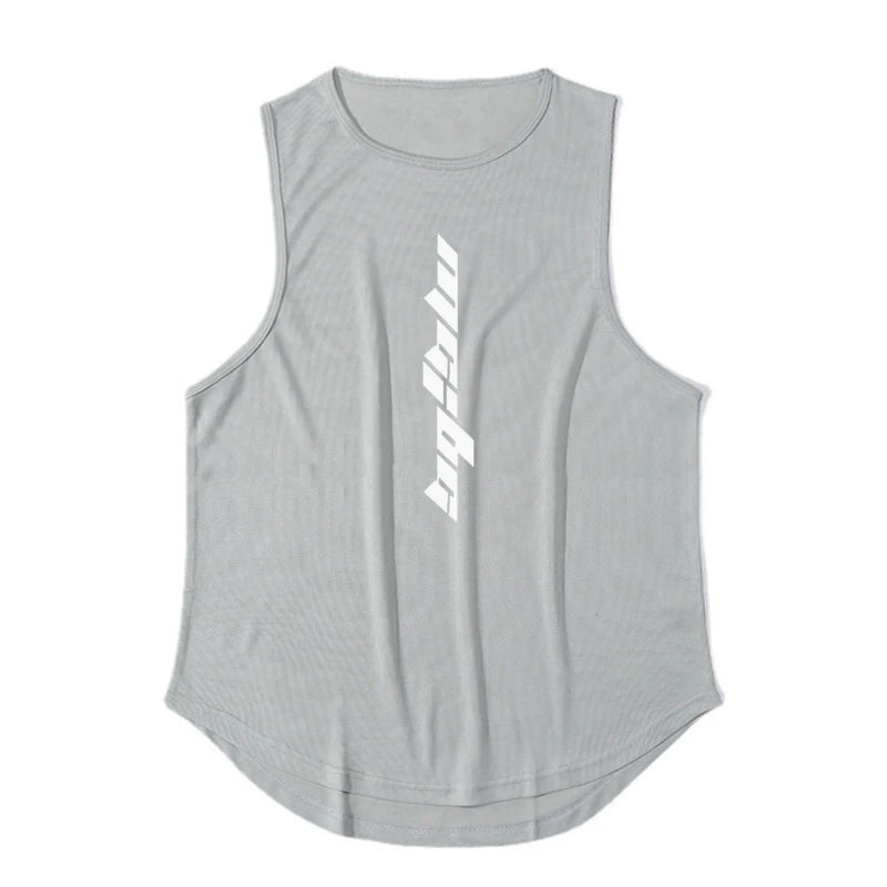 Summer Mens Running Vest Loose Gym Bodybuilding Fitness Sports Polyester Quick Dry Mesh Marathon Training Basketball Tank Top