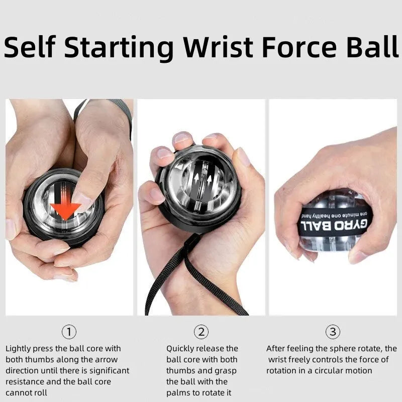 LED Wrist Ball Power Trainer - Gyroscopic Arm & Hand Forearm Exerciser for Strength Training