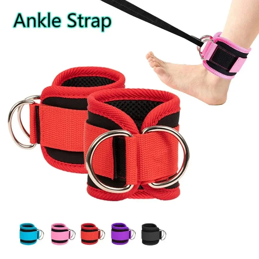 Fitness Ankle Straps - Adjustable D-Ring Support Cuffs for Leg Strength Workouts