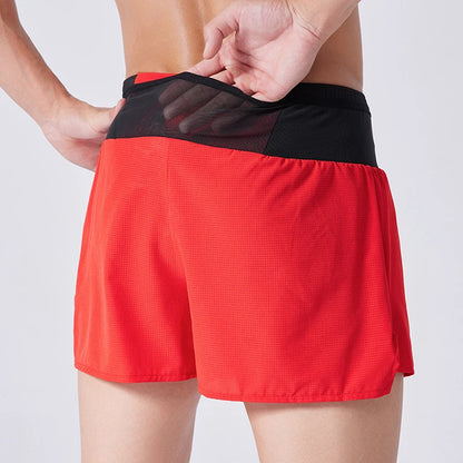 Double Layer Quick Dry Fitness Running Shorts with Zipper Pocket - Men & Women Marathon Training