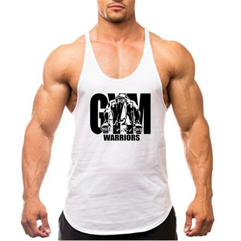 Men's Fitness Bodybuilding Tank Tops Brand Gym Sportswear Cotton Breathable Workout Muscle Vests Summer Sleeveless Y Back Shirt