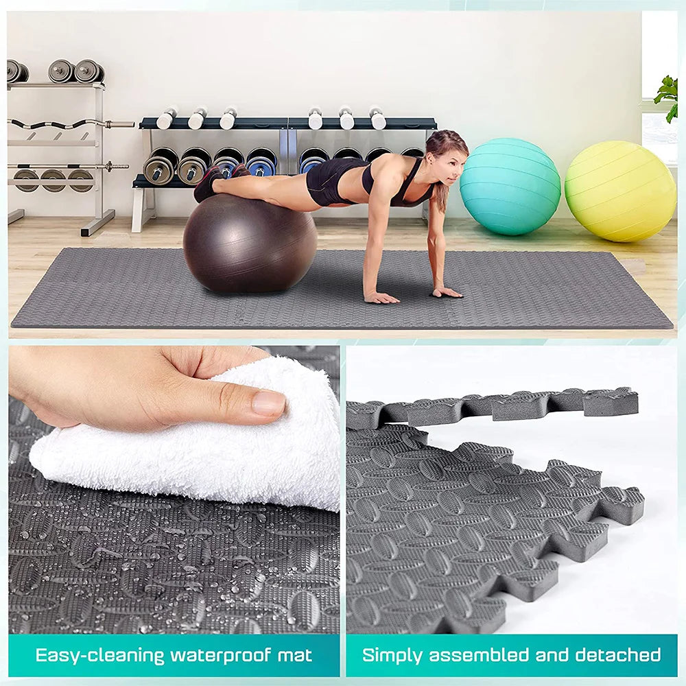 Fitness Puzzle Mat 4~12Pcs, Non-Slip EVA Foam Floor Tiles, Interlocking Massager Mat for Home Gym Equipment