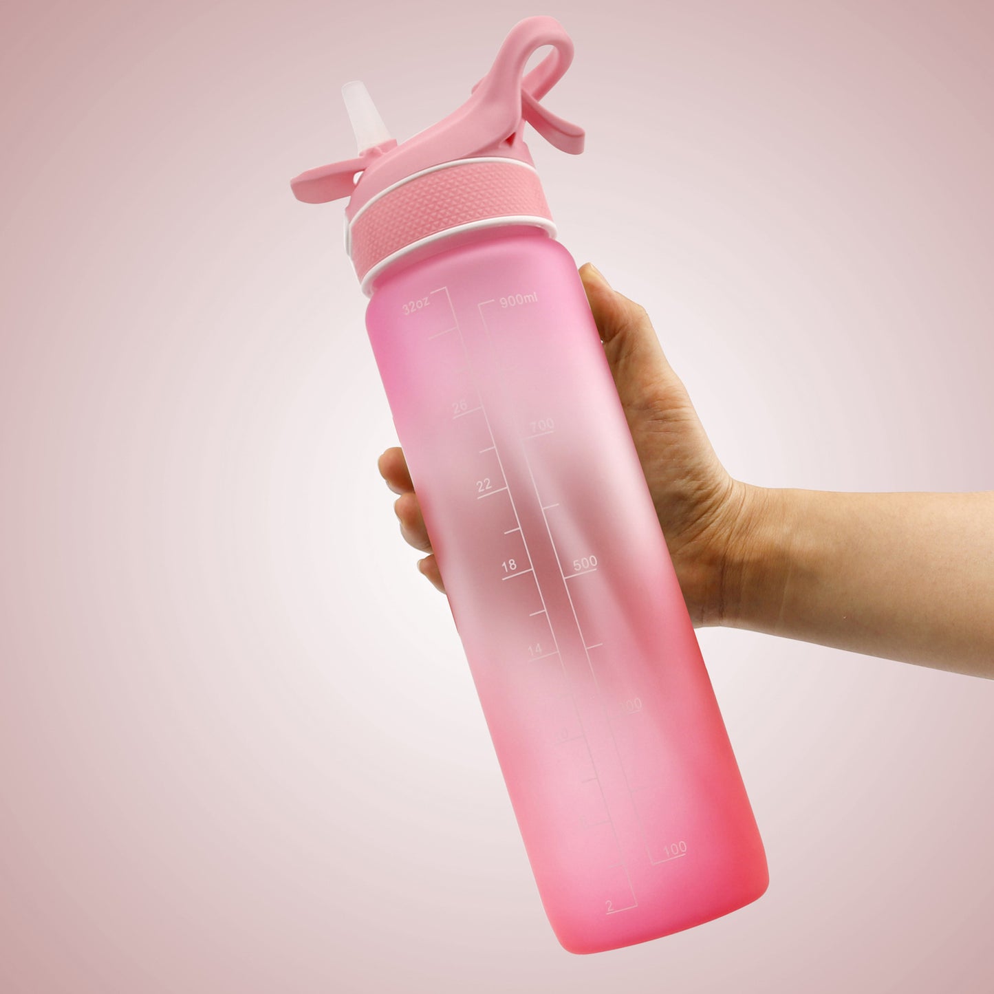 1L Sports Water Bottle with Straw, Quick-Open Cover, Time Marker - Leakproof, Portable, Gym & Outdoor Hydration